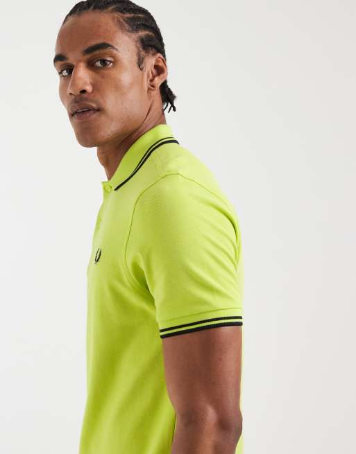 Fred Perry twin tipped polo shirt in yellow with black tipping , 5 of 5