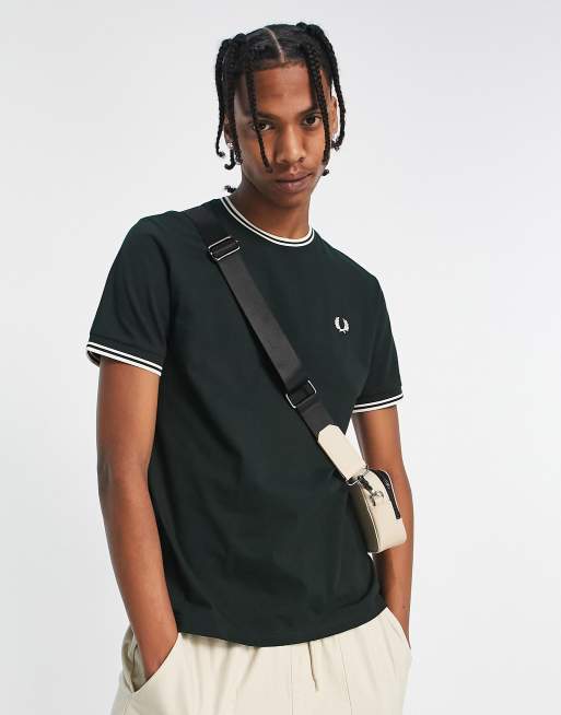 Fred Perry twin tipped ringer t-shirt in green | ASOS