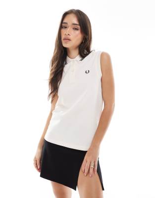Fred Perry twin tipped sleeveless polo shirt in light pink - view 1