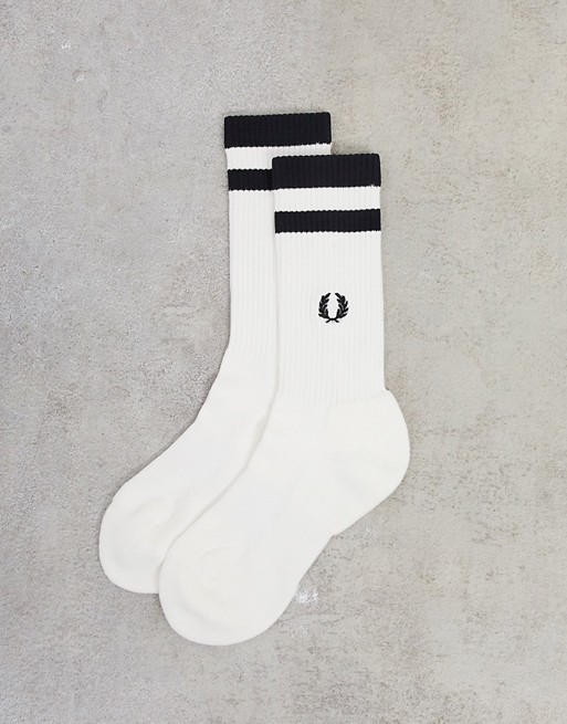 Fred Perry twin tipped socks with embroidered logo in white