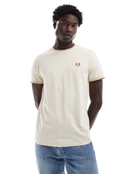 Fred Perry twin tipped t-shirt in beige - view 1