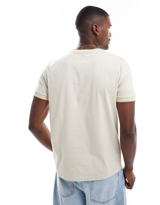 Fred Perry twin tipped T-shirt in beige | ASOS