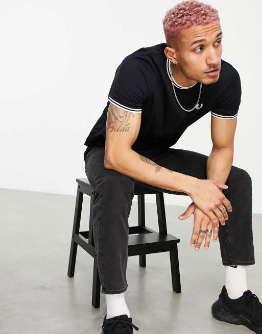Fred Perry twin tipped t-shirt in black, 3 of 4