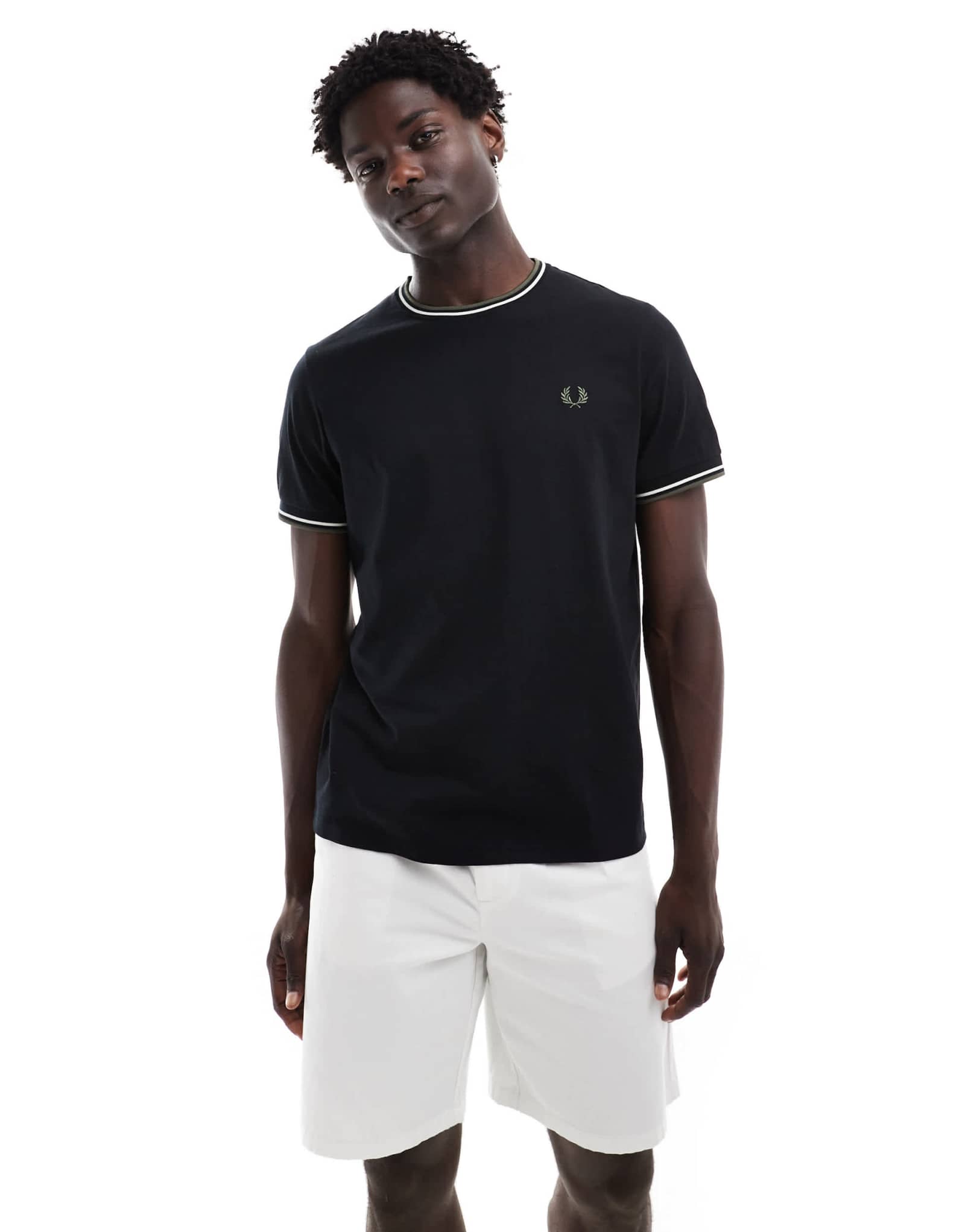 Черная футболка с двойным воротником от Fred Perry