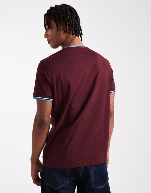 Fred Perry twin tipped t-shirt in burgundy | ASOS