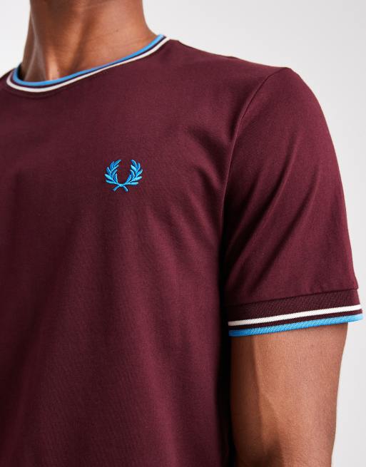 Fred Perry twin tipped t-shirt in burgundy | ASOS