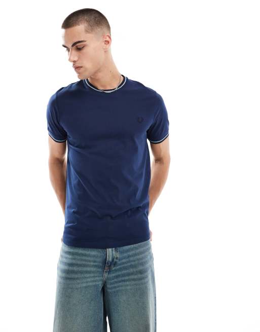 Fred Perry twin tipped t-shirt in dark blue, 4 of 4