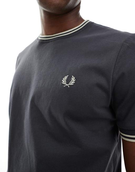 Fred Perry twin tipped t-shirt in dark gray | ASOS