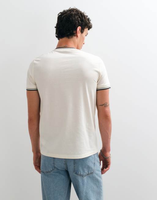 Fred Perry twin tipped t-shirt in ecru, 2 of 5