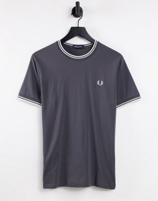 Fred Perry twin tipped t-shirt in gunmetal grey