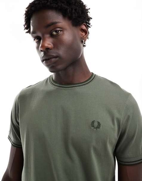 Fred Perry twin tipped t-shirt in khaki green - view 1