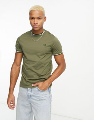 Fred Perry twin tipped t-shirt in khaki