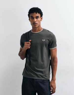 Fred Perry twin tipped t-shirt in khaki