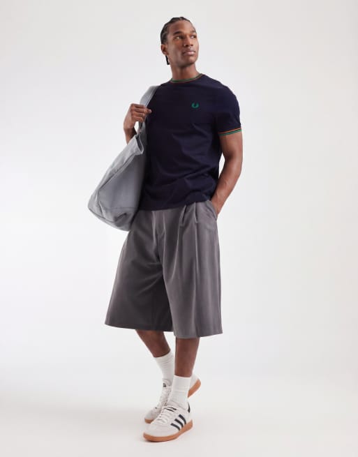 Fred Perry twin tipped t-shirt in navy, camel and green , 2 of 5