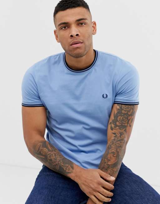 Fred Perry twin tipped t-shirt in sky blue