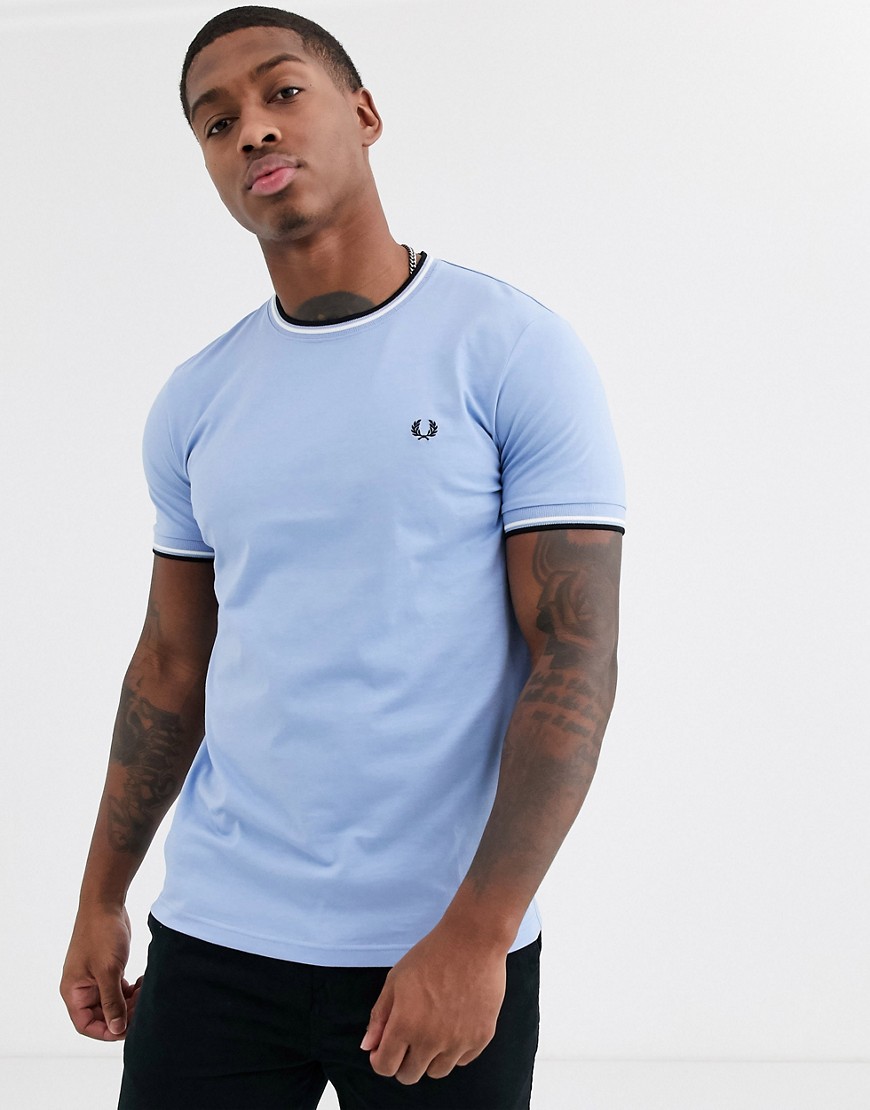 Fred Perry twin tipped t-shirt in sky blue