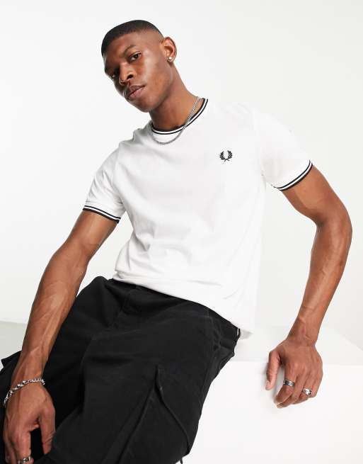 Fred Perry twin tipped t-shirt in white | ASOS