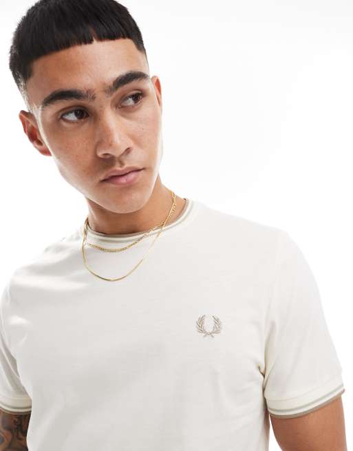 FRED PERRY☆ Twin Tipped T-Shirt ユニセックス LIGHT ECRU Fred Perry Twin Tipped T-Shirt - Light Ecru M1588-Y54