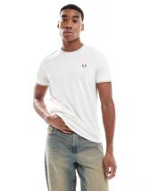 Fred Perry rear powder laurel t-shirt in white | ASOS