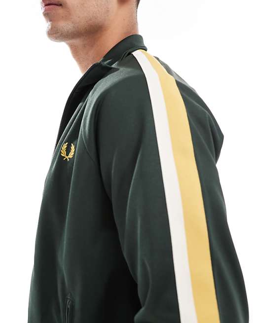 Fred Perry two color taped track jacket in green | ASOS Fred Perry two color taped track jacket in green | ASOS