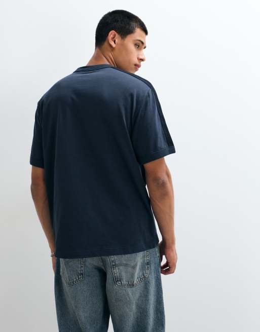 Fred Perry two tone mesh tape t-shirt in dark airforce blue, 5 of 5