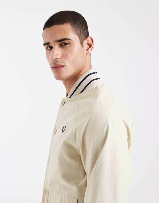 Fred Perry - Umpire - Giacca bomber bianco sporco con colletto con bordi a contrasto e logo, 4 di 5