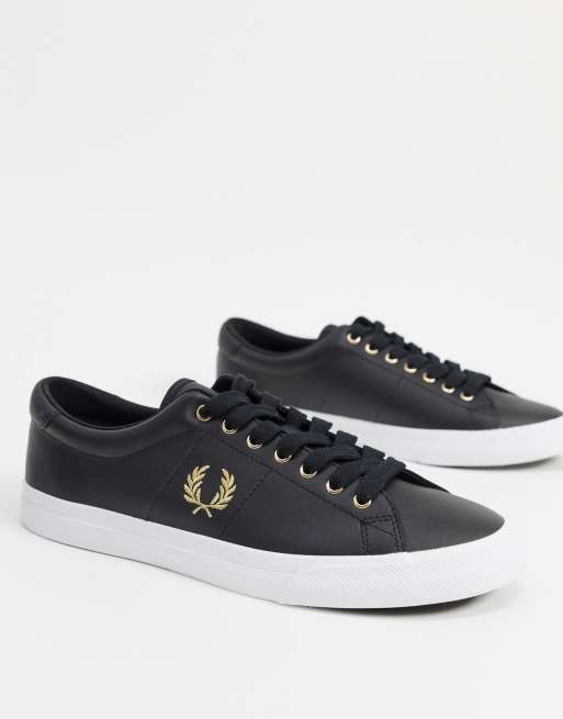 Fred Perry Underspin leather trainers in black