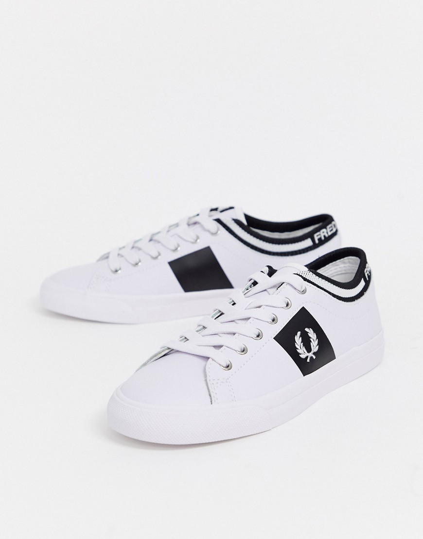 Fred Perry Underspin Logo Cuff Leather Trainers-white