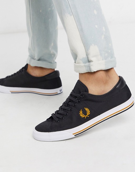 Fred Perry Underspin matt canvas trainers in black
