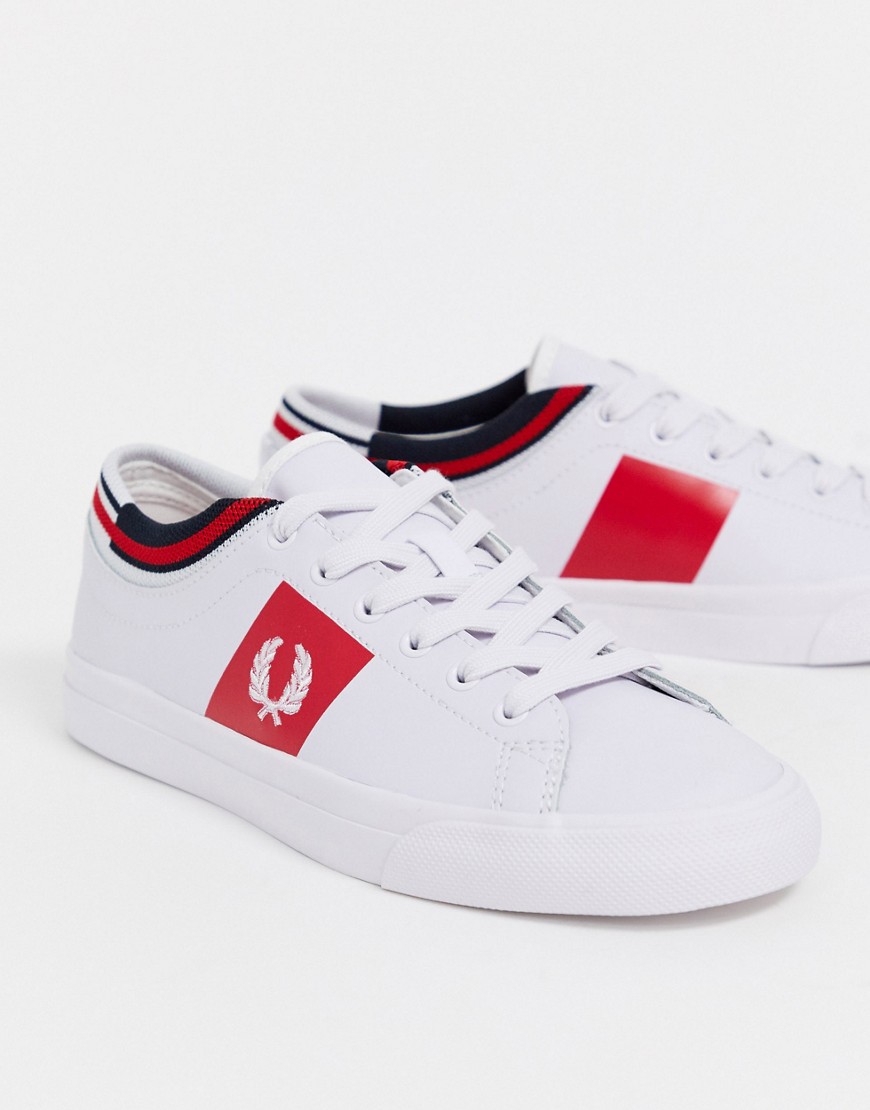 Fred Perry Underspin Tipped Cuff Leather Sneakers-white