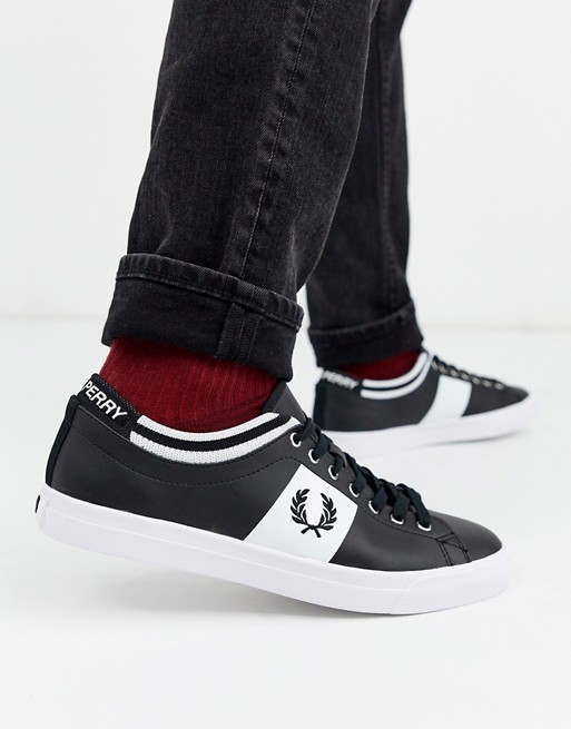 Fred Perry Underspin tipped cuff leather trainers in black