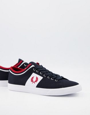 Fred Perry Underspin Tipped Cuff Twill Sneakers In Navy | ModeSens
