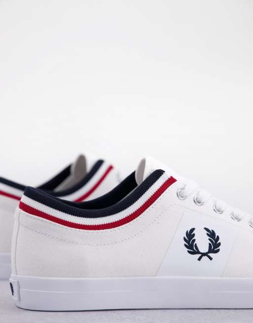 Fred Perry Underspin tipped cuff twill sneakers in white | ASOS