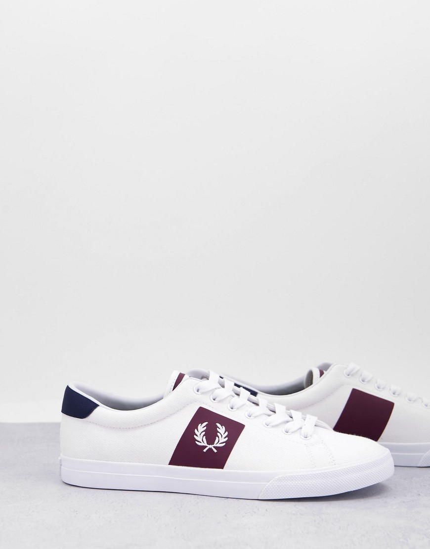 Fred Perry Underspin twill sneakers with tab logo in white