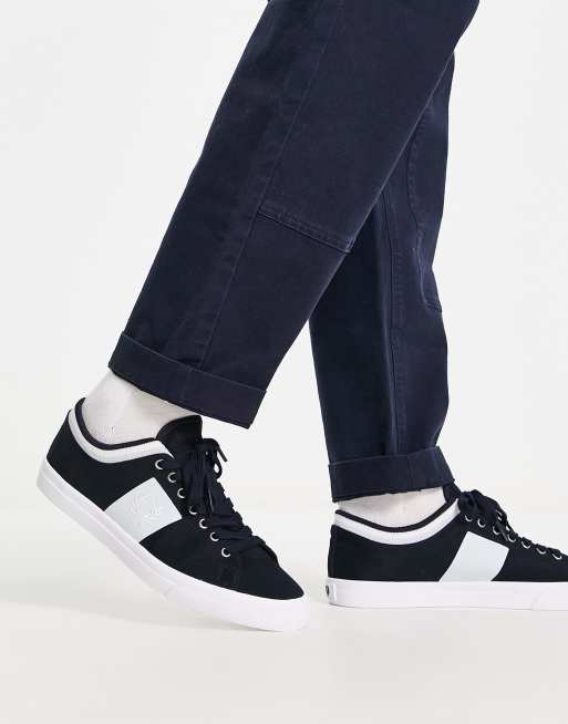 Fred Perry underspin twill tipped trainers in navy | ASOS