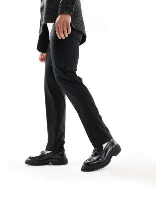 Fred Perry Unisex Chain Leather Loafers In Black