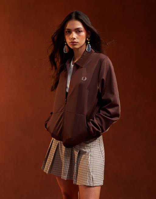Fred Perry unisex co ord taped track jacket in dark red with collar ASOS
