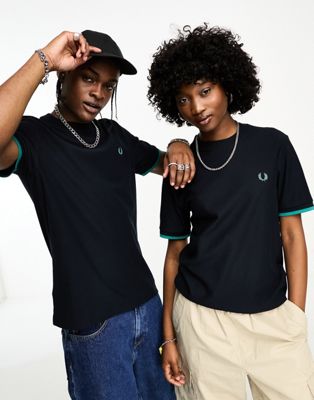 Fred Perry unisex pique t-shirt in navy - ASOS Price Checker