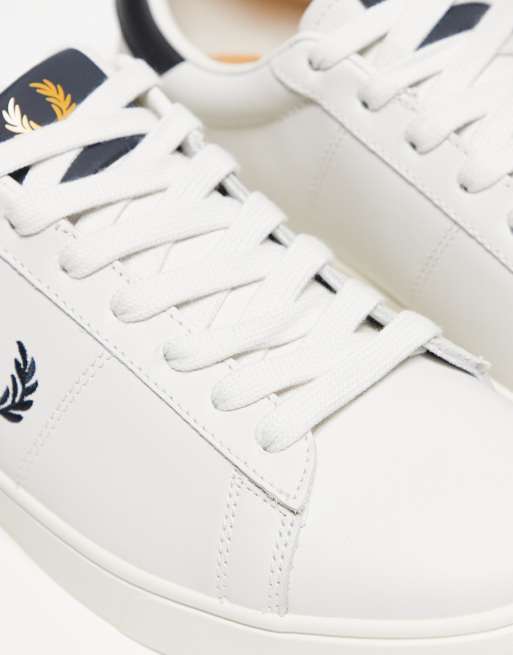 Fred Perry unisex spencer leather trainers in white, 2 of 4