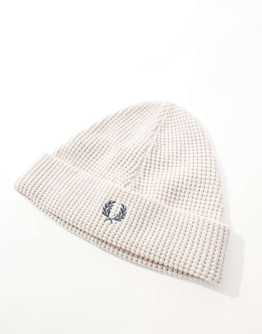 ニットキャップ・ビーニー FRED PERRY Gift packaging patch brand waffle knit beanie T03 Fred Perry Waffle Knit Beanie - Whisky Brown