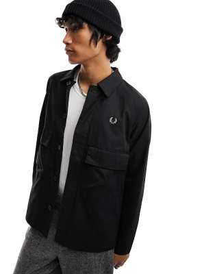 Fred Perry utility overshirt in black | ASOS