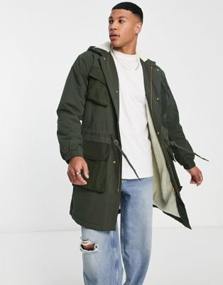 Fred Perry utility pocket parka jacket in green