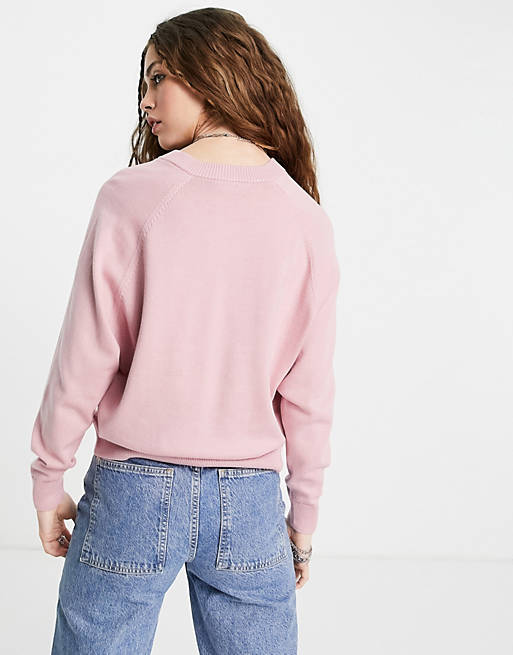 Women Fred Perry v neck jumper in pink 