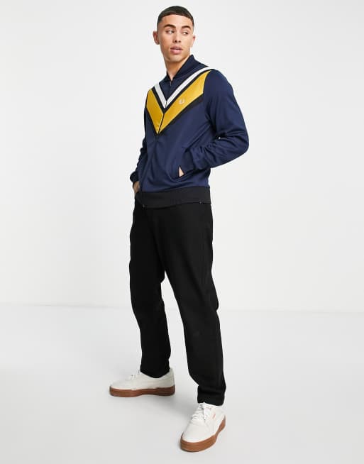 Fred Perry v panel track jacket in navy ASOS