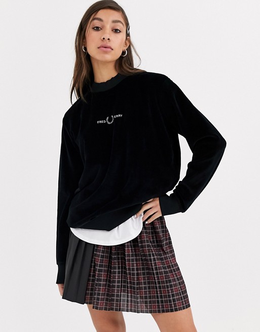 Fred Perry velour embroidered sweatshirt