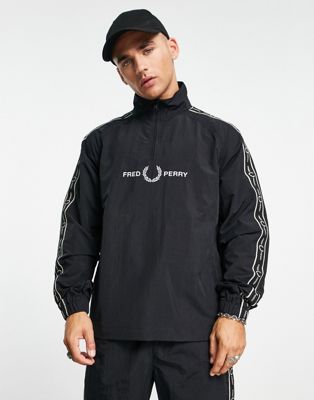 Fred Perry half zip taped shell jacket in black - ASOS Price Checker