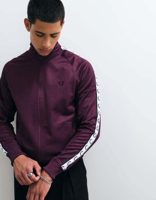 Fred Perry veste de survêtement à bandes contrastantes prune, 3 de 5
