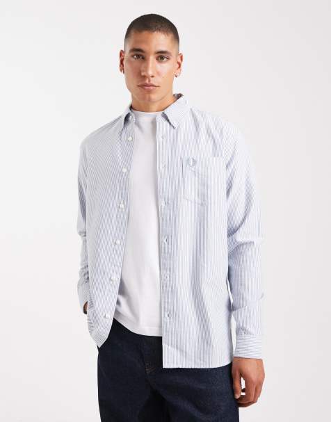 Fred Perry – Vit och blårandig oxfordskjorta - view 1