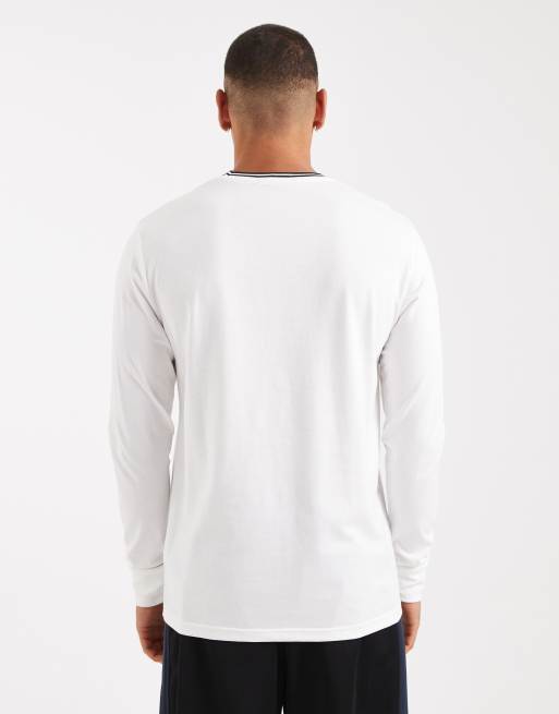 Fred Perry – Vit t-shirt med två kantränder och långa ärmar, 3 av 5
