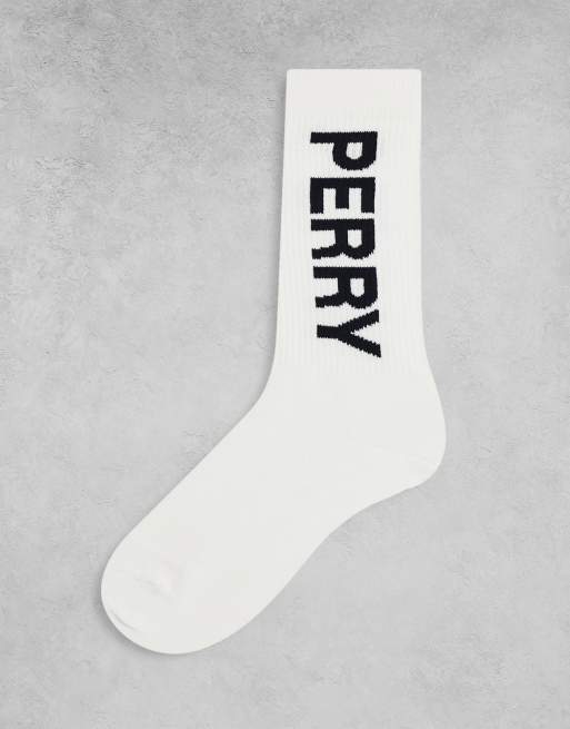 Fred Perry – Vita ribbade strumpor med logga